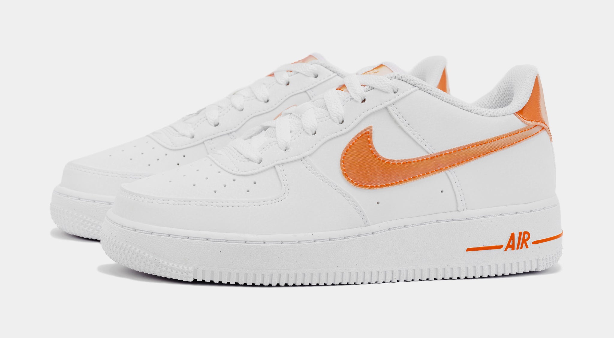 White air force outlet ones with orange swoosh