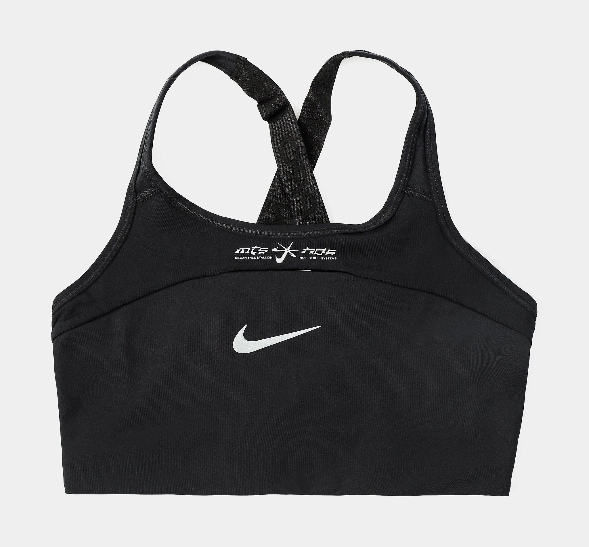 Nike Womens Ribbed Sports Bra, Black / White