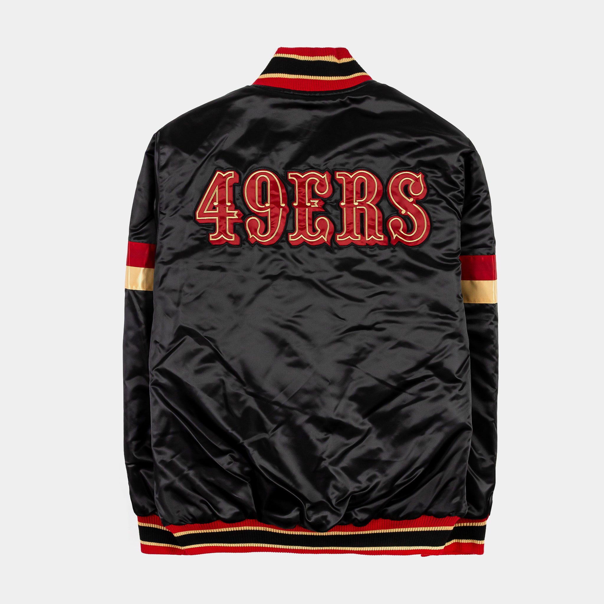 San Francisco 49ers Retro Classic Rib Satin Mens Jacket (Black/Red)