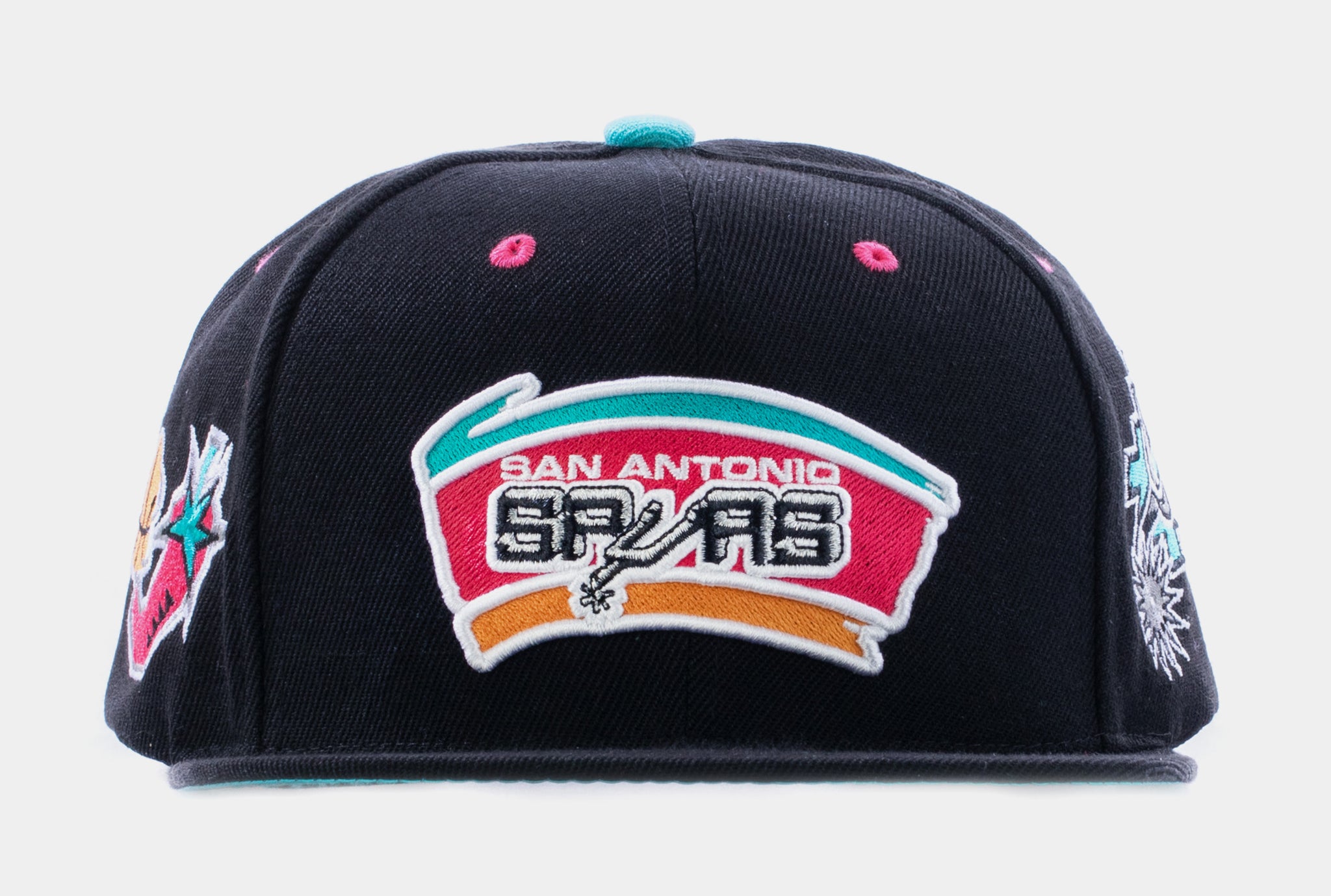 San Antonio Spurs Hats Mitchell and Ness Crown Snapback Cap - Black