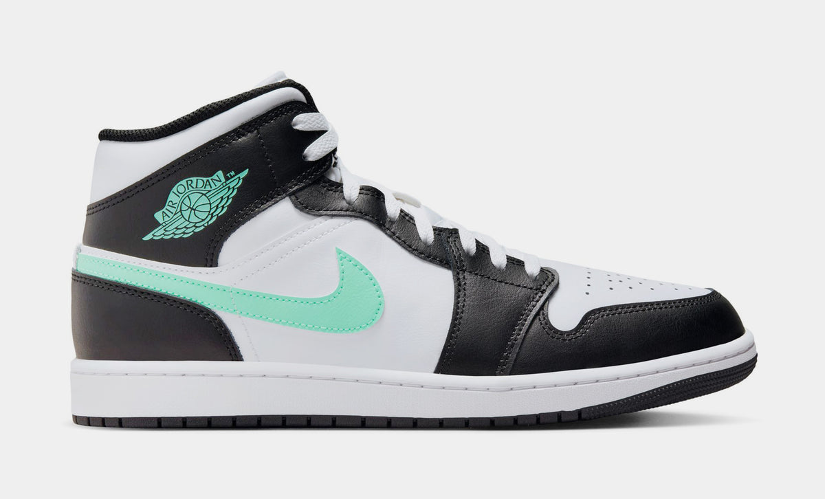 Jordan Air Jordan 1 Mid Mens Lifestyle Shoes White Green Glow Black ...