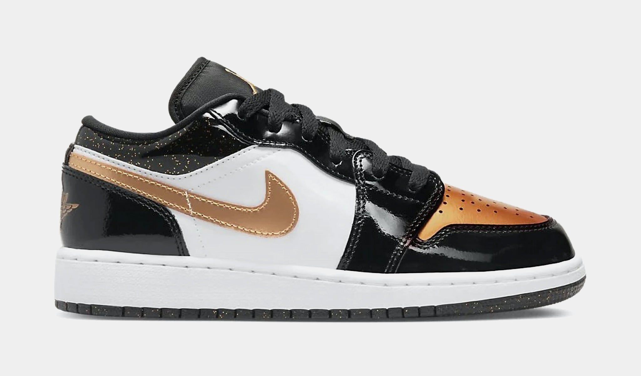 Black and gold jordans hotsell low top