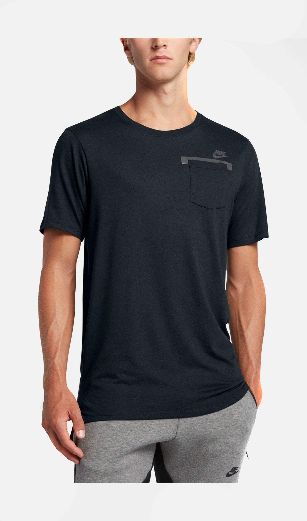 Badlands Pocket Drop Hem Mens T Shirt Black