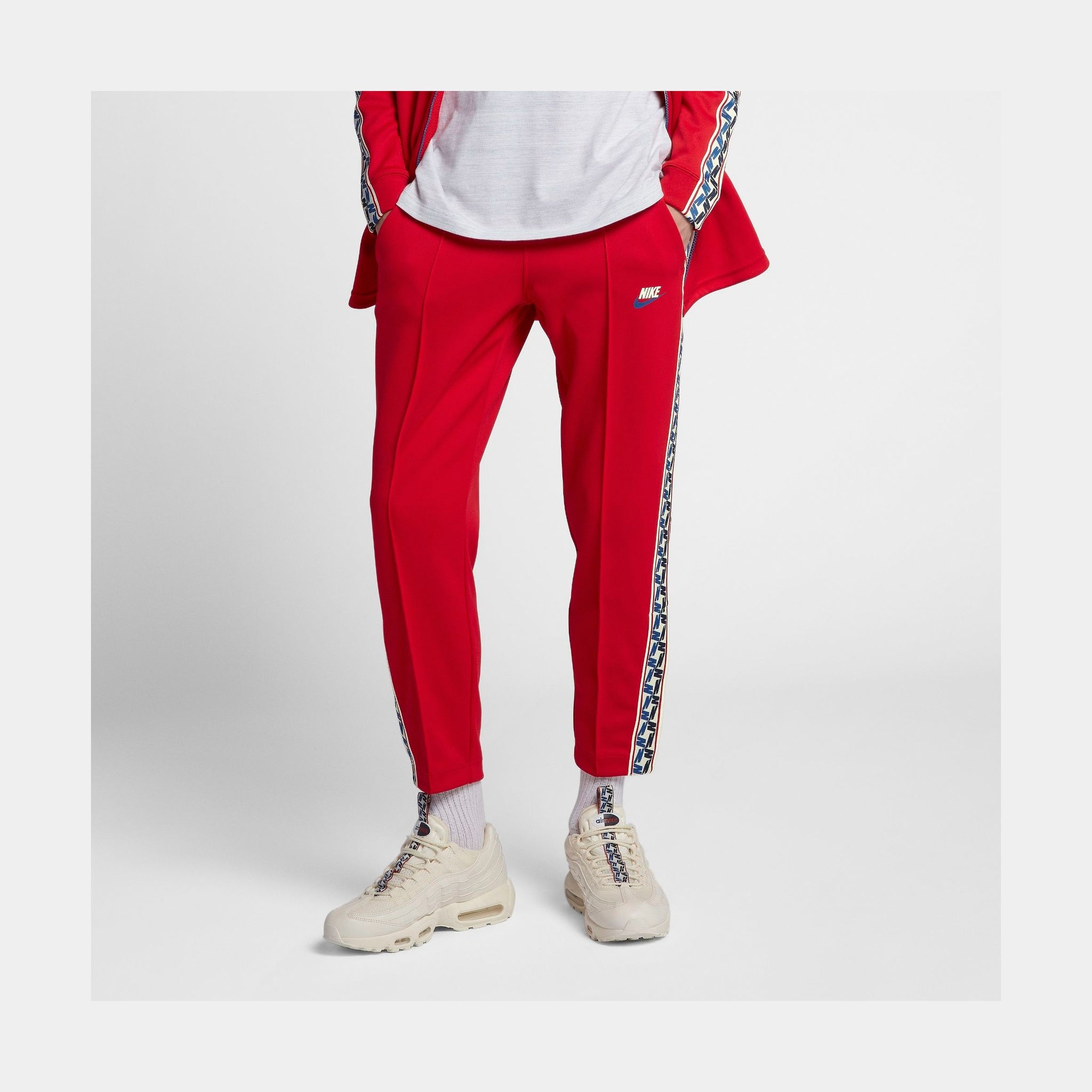 Sportswear Taped Poly Mens Track Pants (Gym Red)