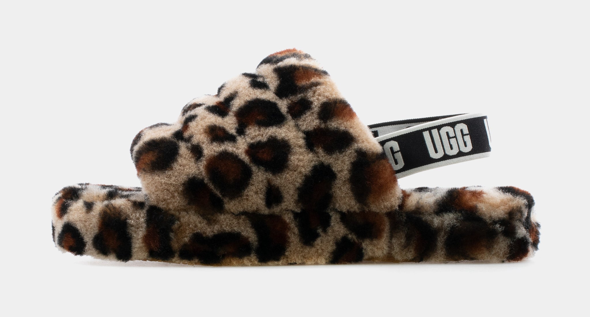 UGG Fluff Yeah Leopard Grade School Sandal Brown Black 1110673K