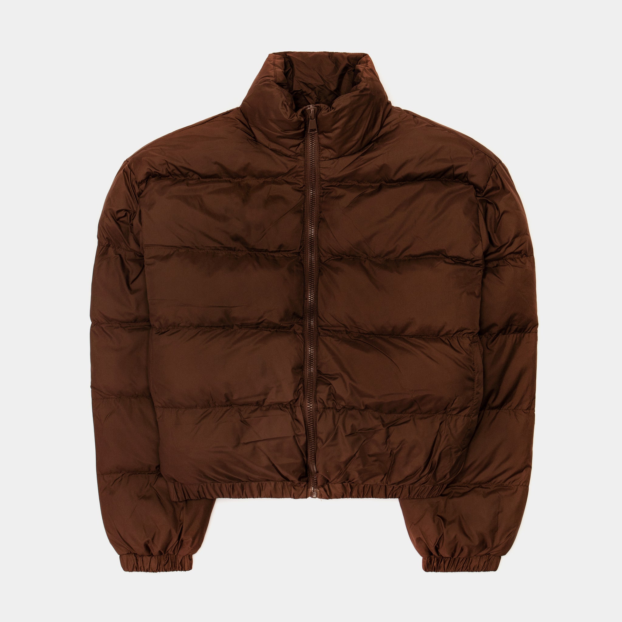 Nylon Puffer Womens Jacket (Brown)