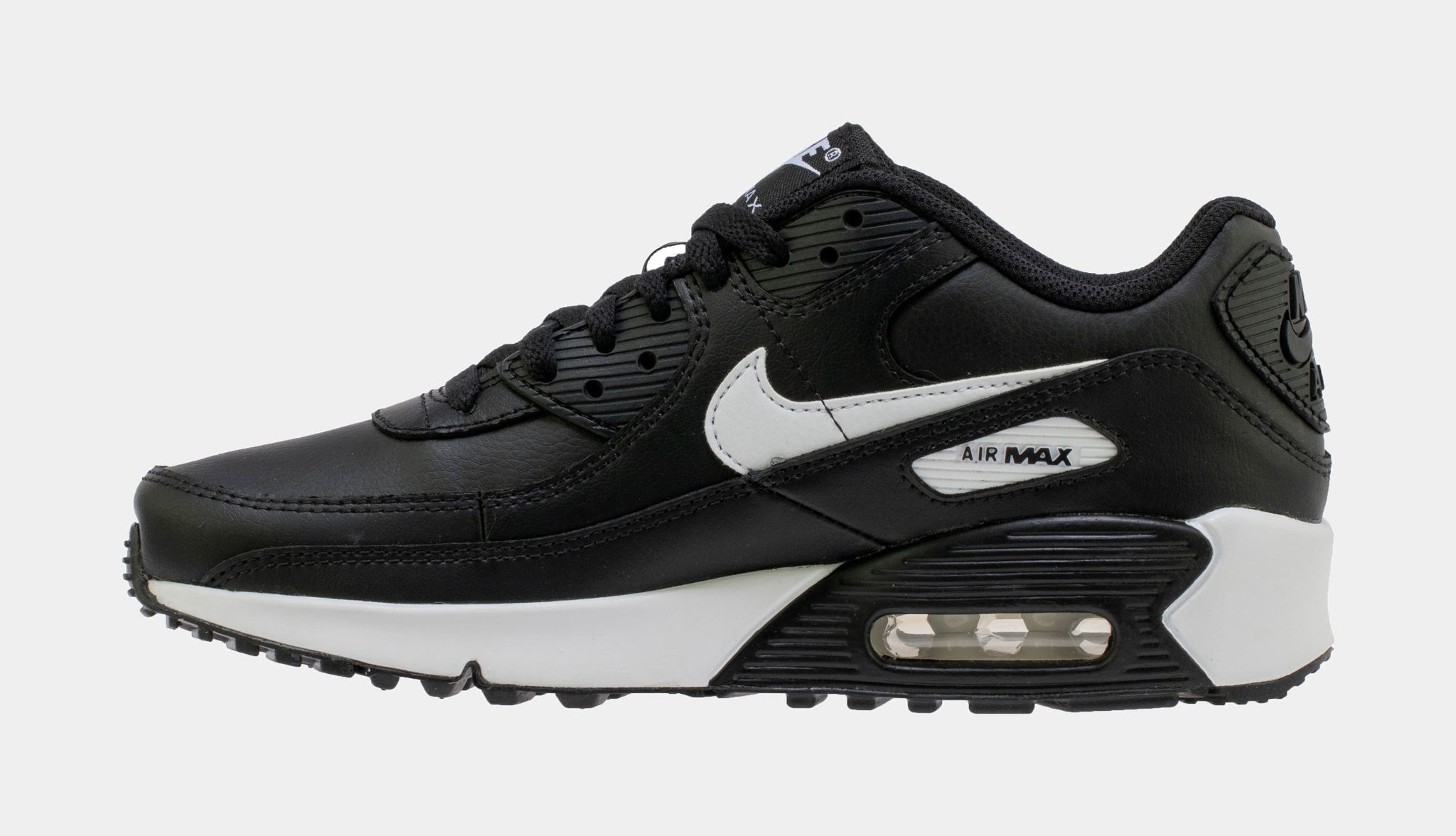 Nike Air Max 90 365 Leather Grade School Running Shoes Black ...
