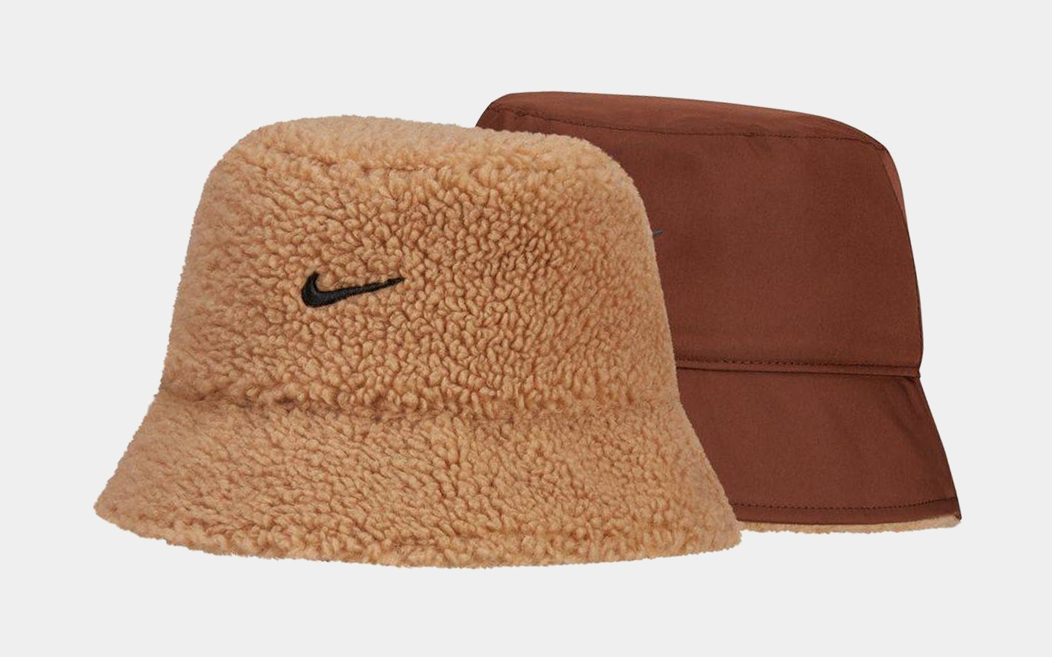 Nike Sportswear Sherpa Reversible Bucket Hat - Tan, Size: M/L