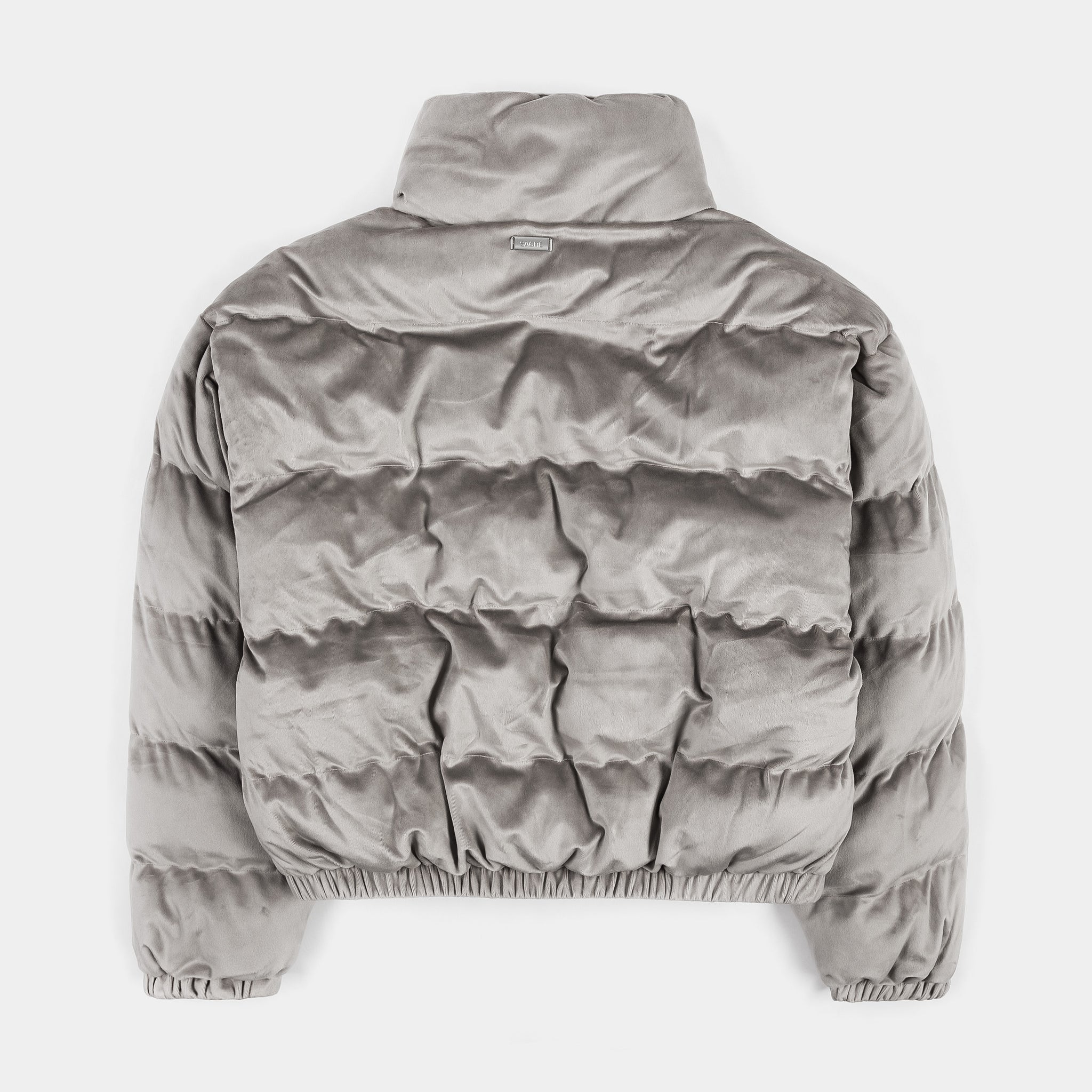 Velour Puffer Womens Jacket (Grey)