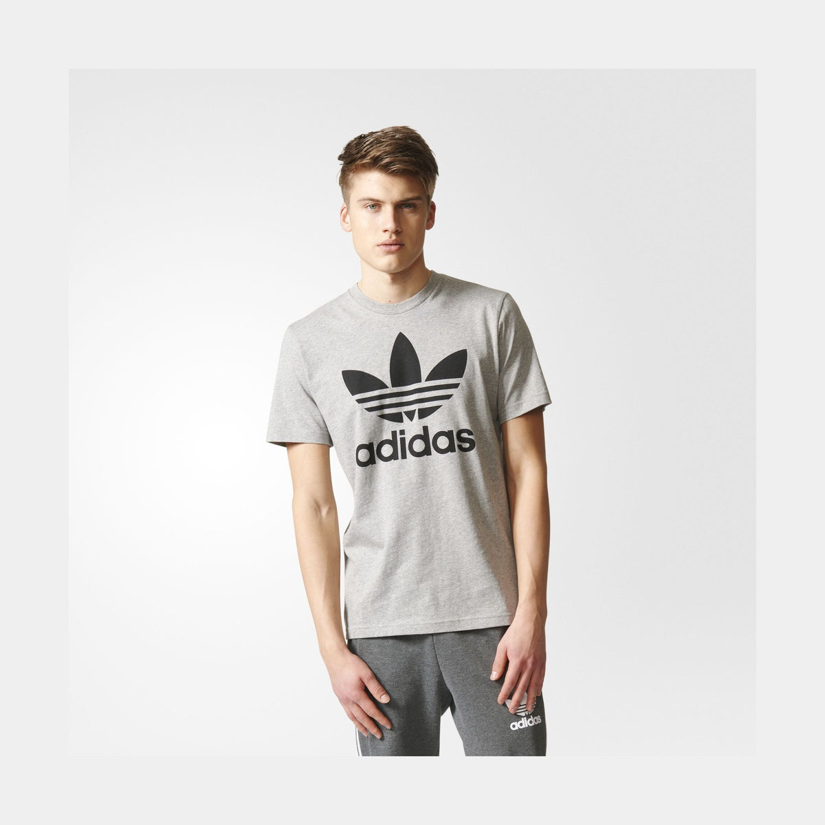 adidas Originals Trefoil Short Sleeve Tee Mens T-Shirt Grey BK7466 ...