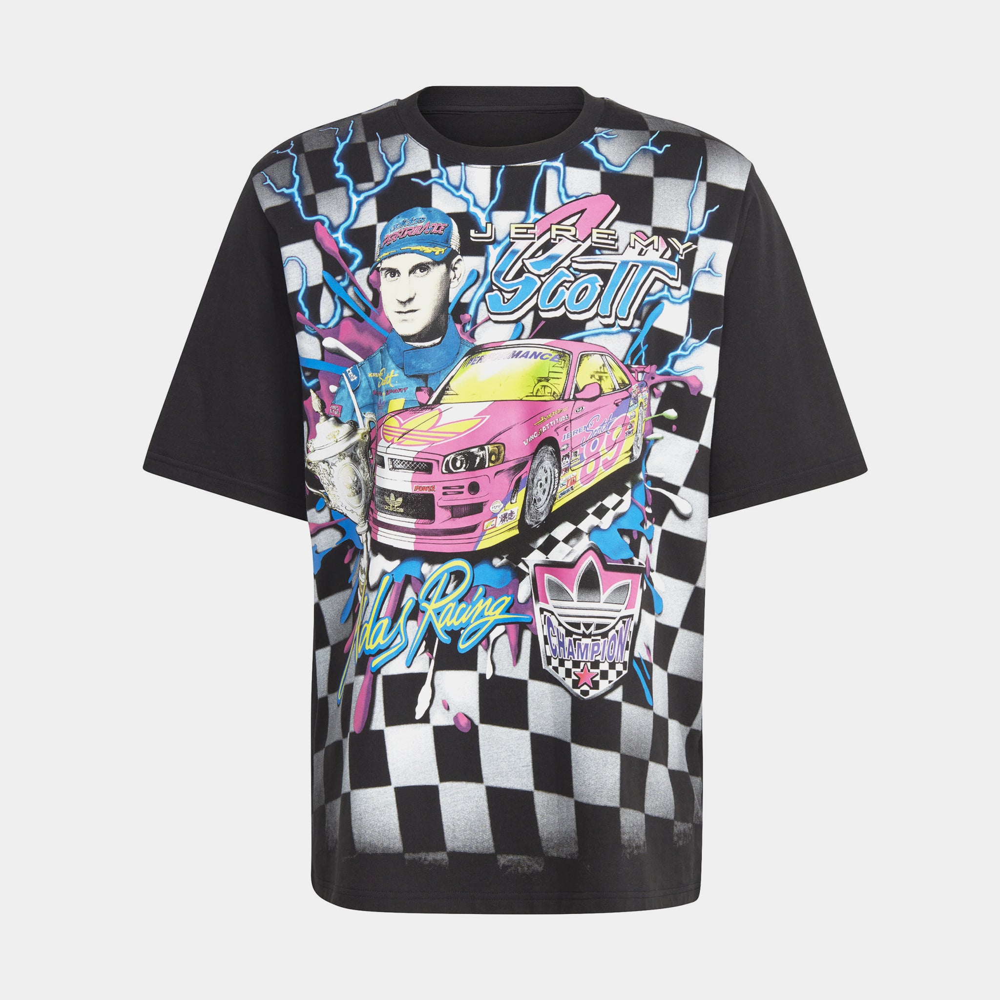 adidas Jeremy Scott Rally Tee Mens Short Sleeve Shirt Black Pink