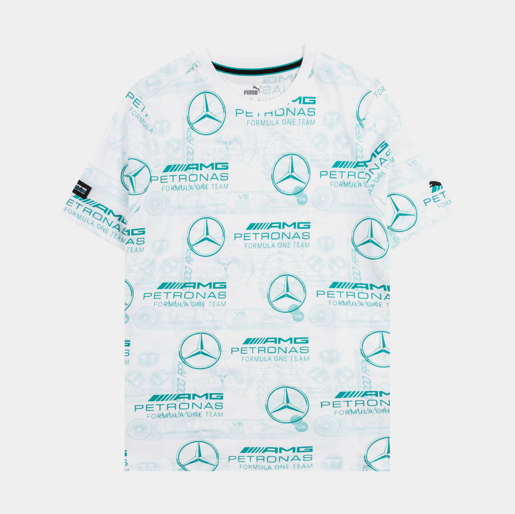 PUMA Mercedes AMG Shoe Sleeve 03 Palace White Shirt Short – 538480 AOP Mens
