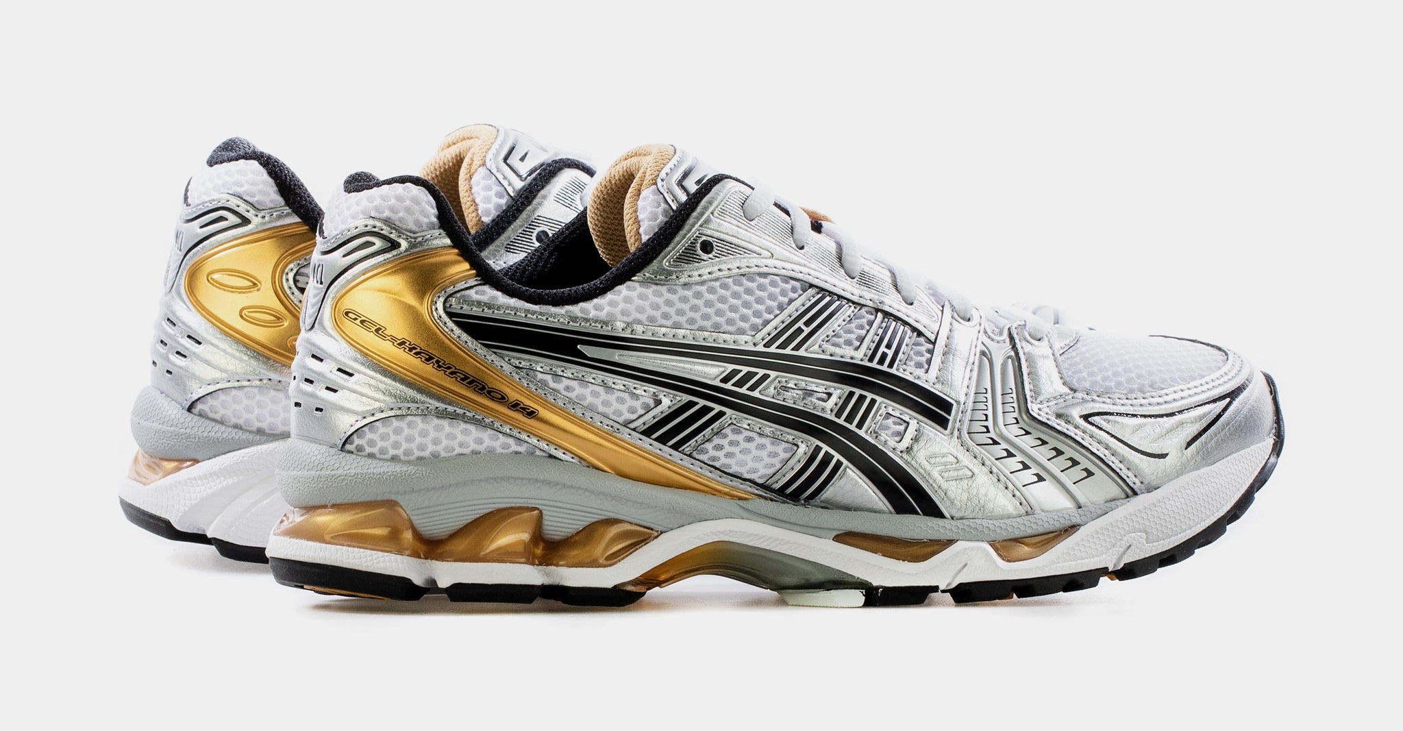 Gel Kayano 14 Mens Running Shoe (White/Gold/Grey)