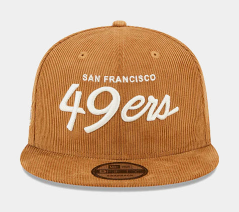 New Era Shoe Palace Exclusive San Francisco 49ers Script Corduroy 9FORTY Trucker Mens Hat (White/Red)